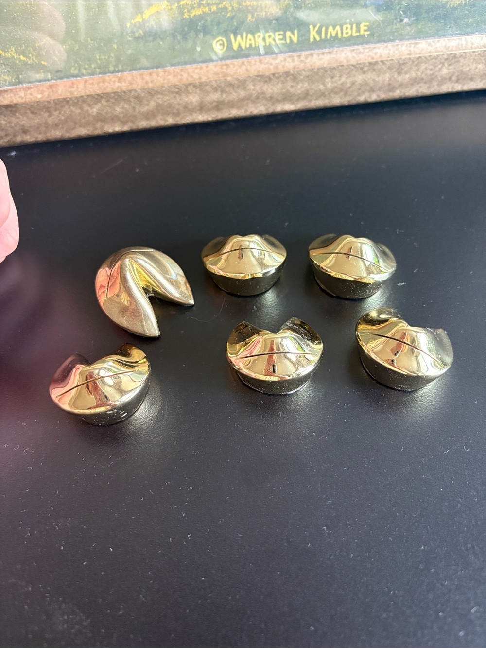 Vintage Bronze Fortune Cookie Placecard holders (6) Lenox